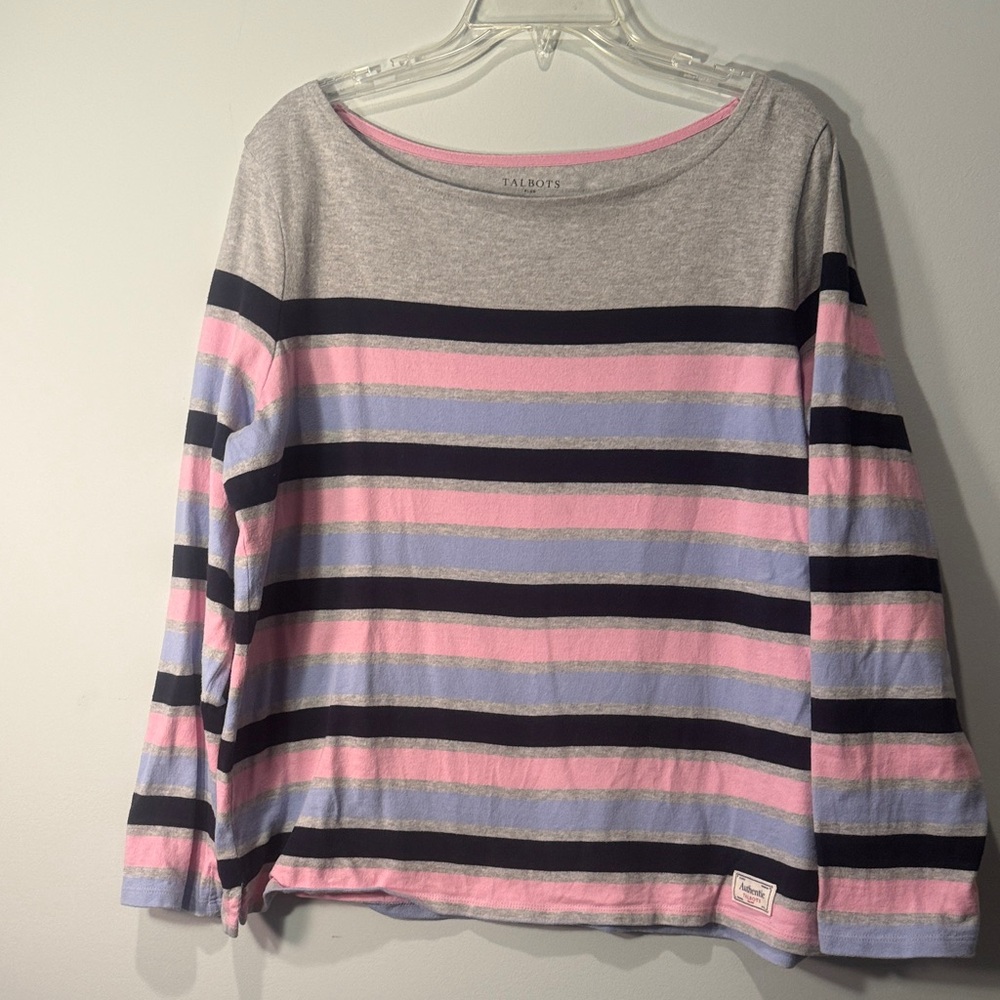 Talbots Multicolor Striped Boatneck Top